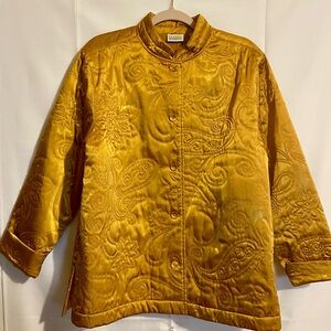 Classic Elements Women's Gold Floral Imprinted Jacket Size XL Button Up